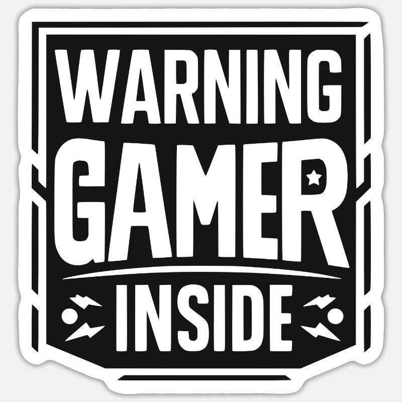 Warnung Gamer Inside - Sticker Größe S (10 x 10 cm) - Mattweiß