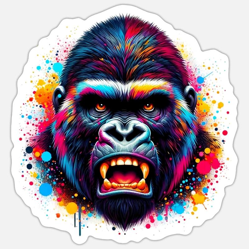 Gorilla - Sticker Größe S (10 x 10 cm) - Mattweiß