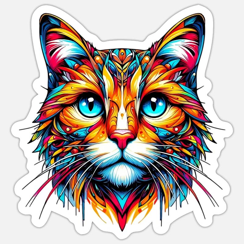 Chat - Sticker taille S (10 x 10 cm) - blanc mat