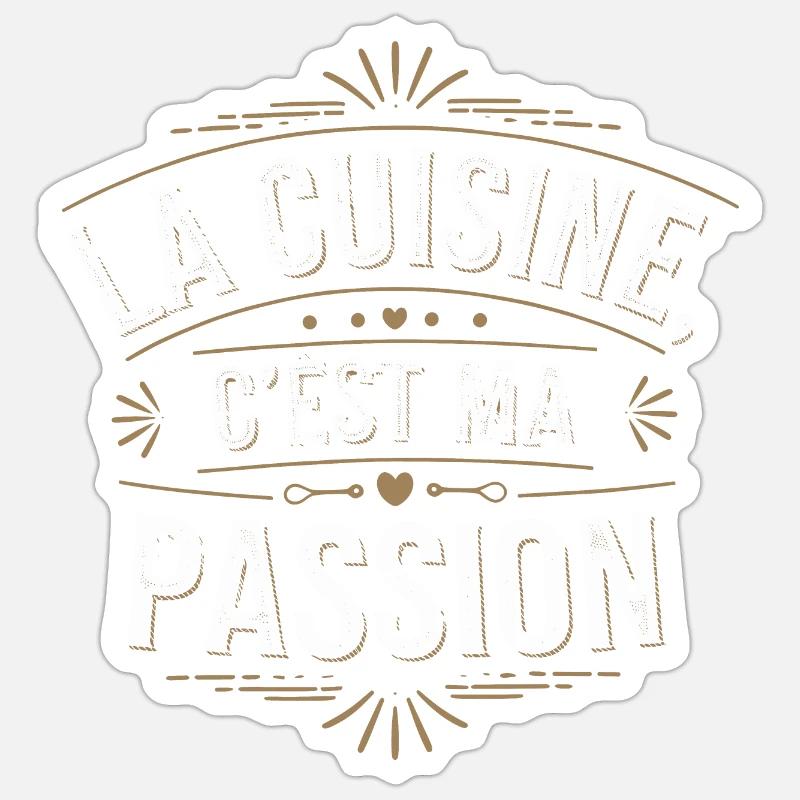 La cuisine, c'est ma passion - Sticker taille S (10 x 10 cm) - blanc mat