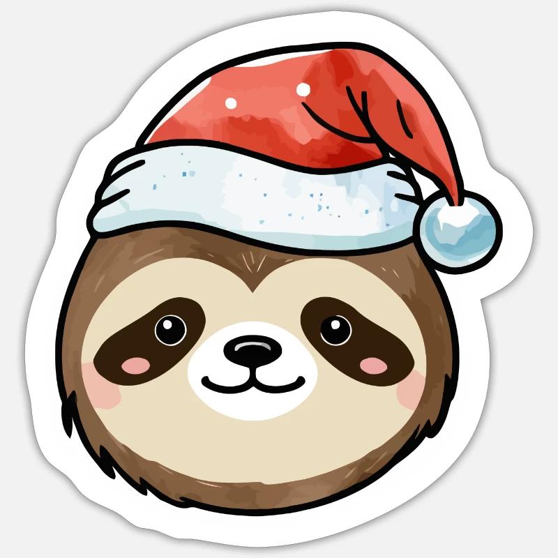 Sloth Christmas Drawing - Sticker size S (10 x 10 cm) - white matte