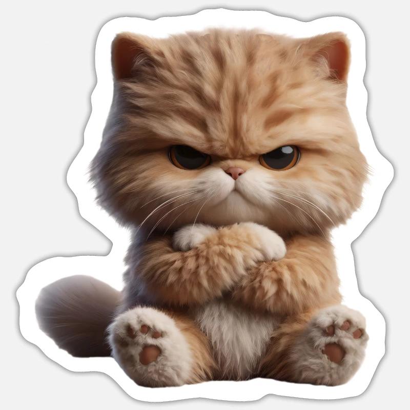 Chat Grim 1 - Sticker taille S (10 x 10 cm) - blanc mat