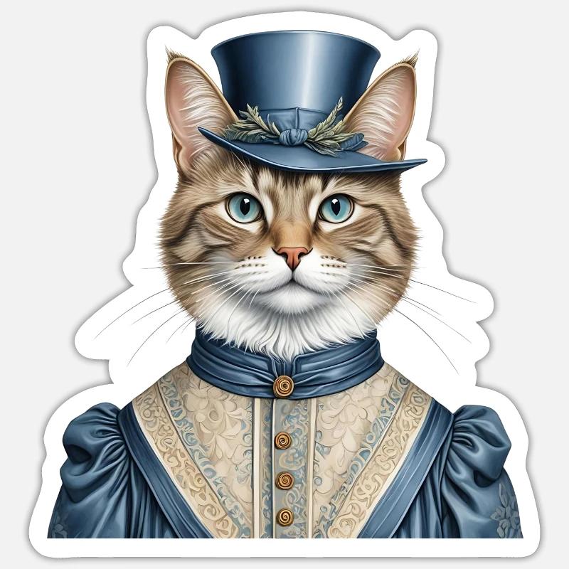 Frau Katze - Sticker Größe S (10 x 10 cm) - Mattweiß