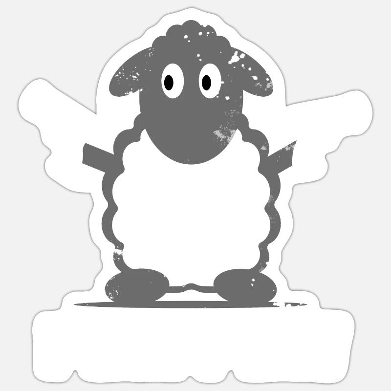 Conception de mouton drôle - Sticker taille S (10 x 10 cm) - blanc mat