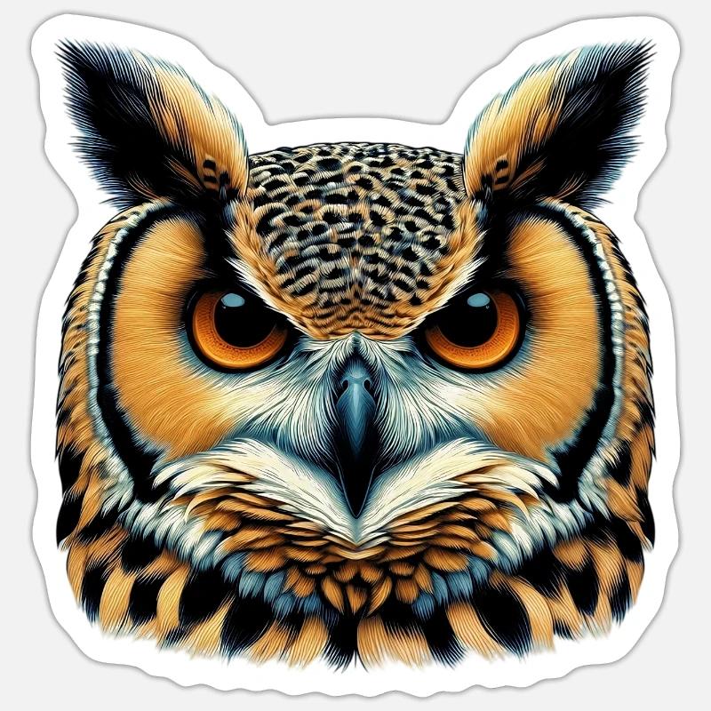 Hibou - Sticker taille S (10 x 10 cm) - blanc mat