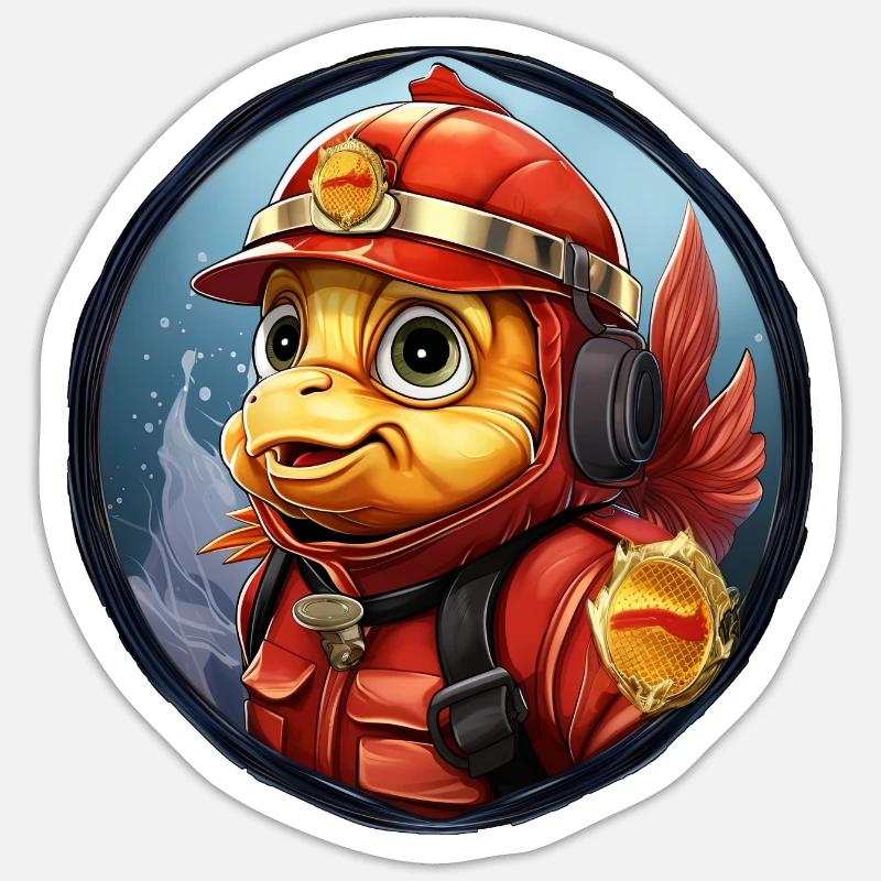 Goldfish Fire Brigade - Sticker size S (10 x 10 cm) - white matte