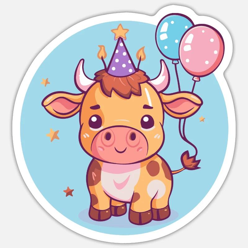 Stier Geburtstag Comic Sticker Größe S (10 x 10 cm)