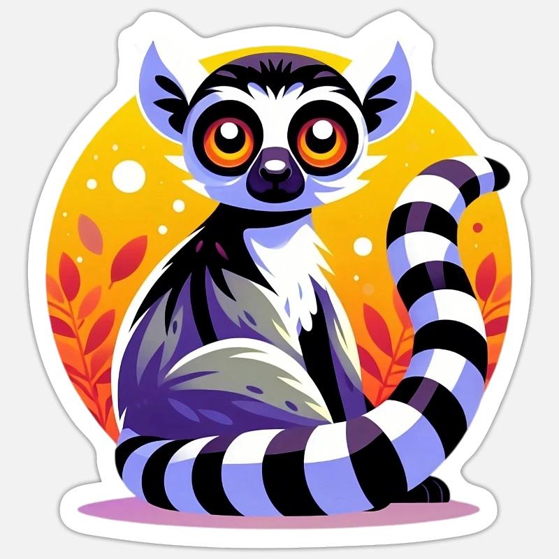 Lemur - Sticker Größe S (10 x 10 cm) - Mattweiß