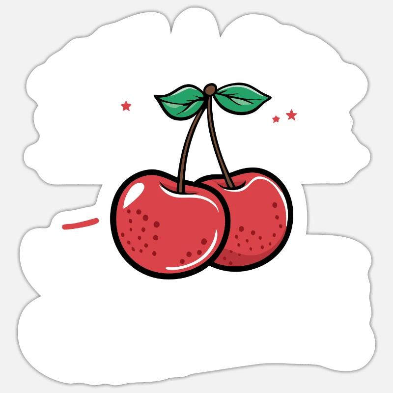 Kirsche Kirschen Früchte Essen - Sticker Größe S (10 x 10 cm) - Mattweiß