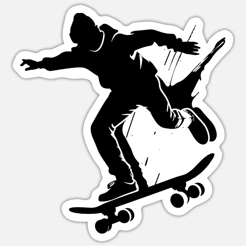 Skateboarder - Sticker Größe S (10 x 10 cm) - Mattweiß