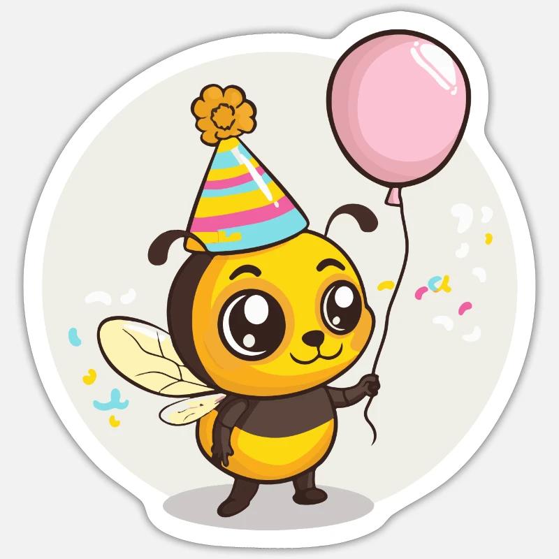 Biene Geburtstag Comic Sticker Größe S (10 x 10 cm)