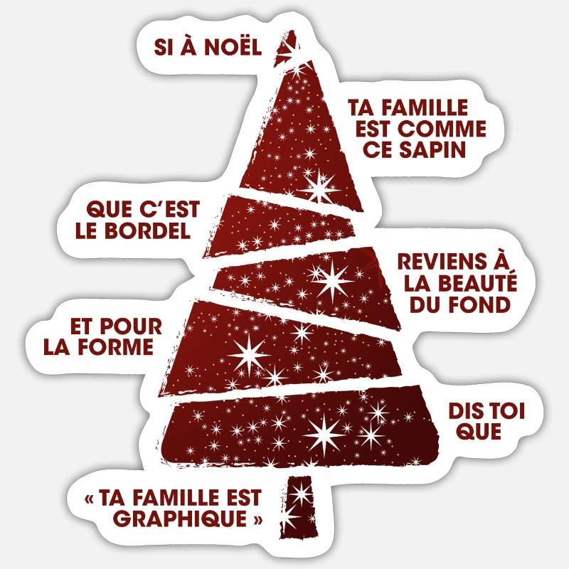 NOEL SAPIN GRAPHIQUE ROUGE - Sticker taille S (10 x 10 cm) - blanc mat
