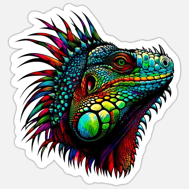 Leguan - Sticker Größe S (10 x 10 cm) - Mattweiß