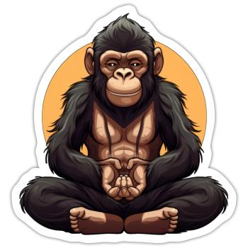 Monkey Yoga - Sticker size S (10 x 10 cm) - white matte - Front