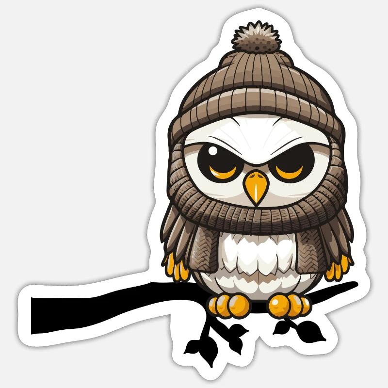 winter eule ast Sticker Größe S (10 x 10 cm)