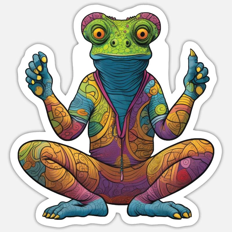 Yoga Caméléon - Sticker taille S (10 x 10 cm) - blanc mat