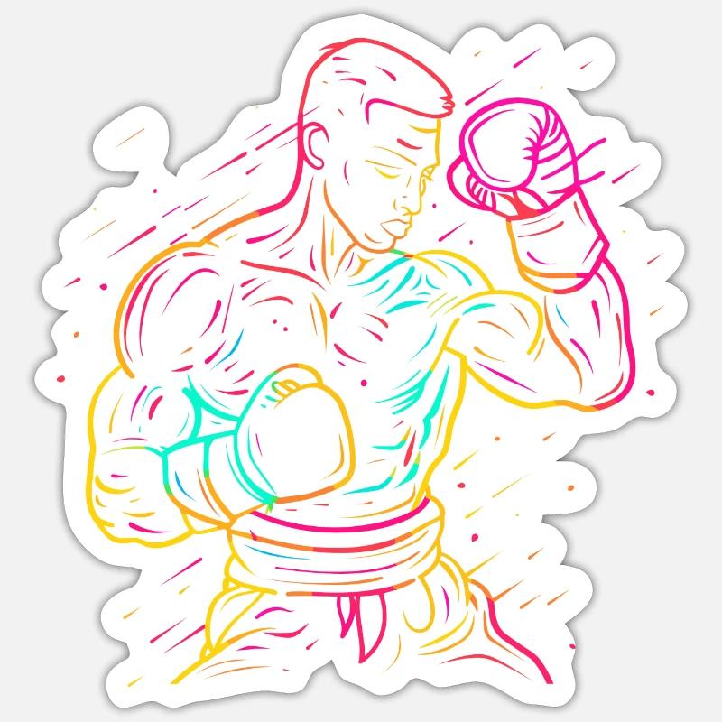 Kickboxer Drawing 80s Look - Sticker size S (10 x 10 cm) - white matte