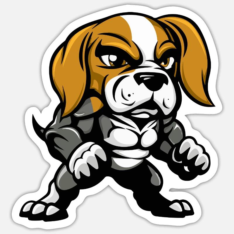 Beagle Hund Comic Sticker Größe S (10 x 10 cm)