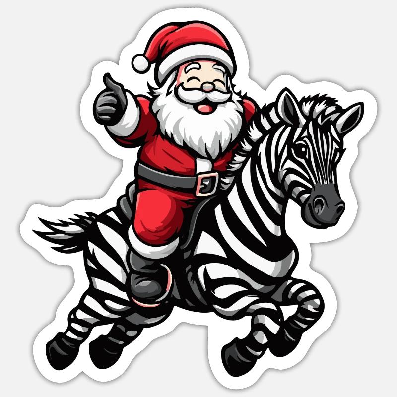 Zebra Santa Claus - Sticker size S (10 x 10 cm) - white matte
