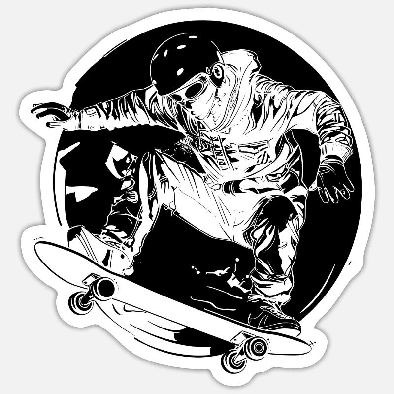 Skateboarder Comic-Stil Sticker Größe S (10 x 10 cm)
