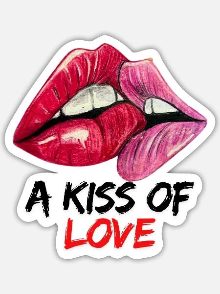 A Kiss of Love - Sticker Größe S (10 x 10 cm) - Mattweiß