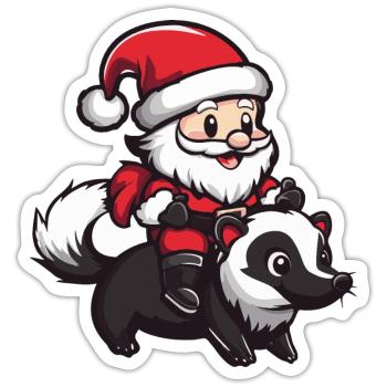 Skunk Santa Claus - Sticker size S (10 x 10 cm) - white matte - Front