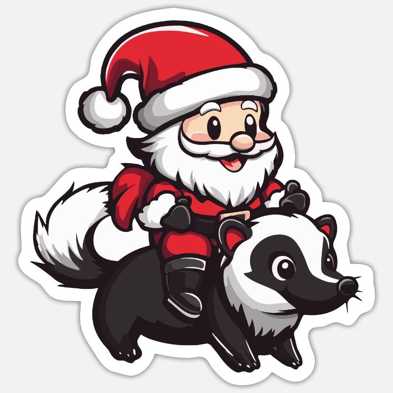 Stinktier Weihnachtsmann Sticker Größe S (10 x 10 cm)