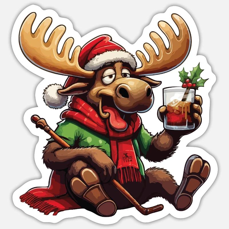 ELK - Noël - Sticker taille S (10 x 10 cm) - blanc mat