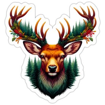 Hirsch - Sticker Größe S (10 x 10 cm) - Mattweiß - Vorne