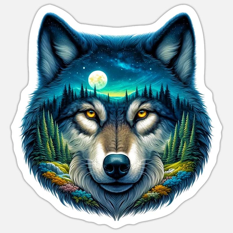 Wolf - Sticker Größe S (10 x 10 cm) - Mattweiß
