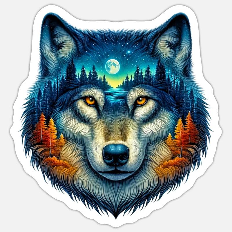 Wolf - Sticker Größe S (10 x 10 cm) - Mattweiß
