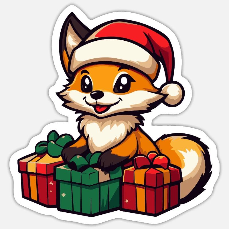 Fuchs Weihnachten Geschenke - Sticker Größe S (10 x 10 cm) - Mattweiß