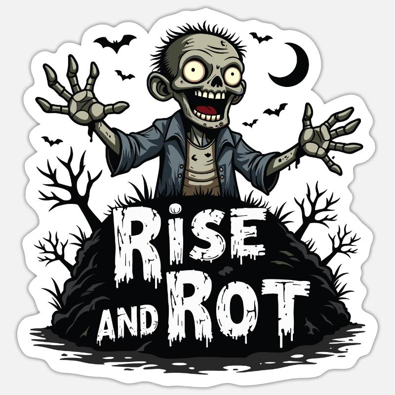 Rise and Rot - Conception de l’apocalypse zombie - Sticker taille S (10 x 10 cm) - blanc mat