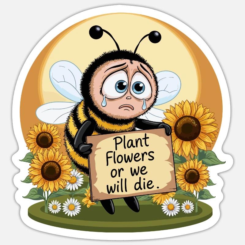 Saving bees - Sticker size S (10 x 10 cm) - white matte
