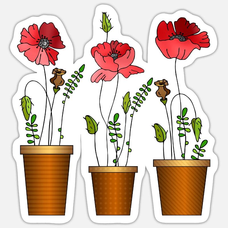 Blumen - Sticker Größe S (10 x 10 cm) - Mattweiß