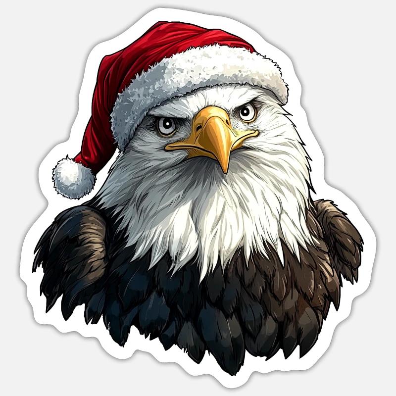 Noël de l’aigle - Sticker taille S (10 x 10 cm) - blanc mat