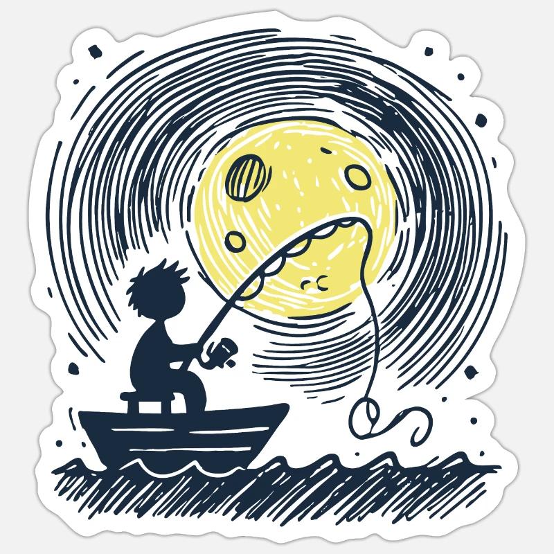 Full Moon Angler Silhouette - Sticker size S (10 x 10 cm) - white matte