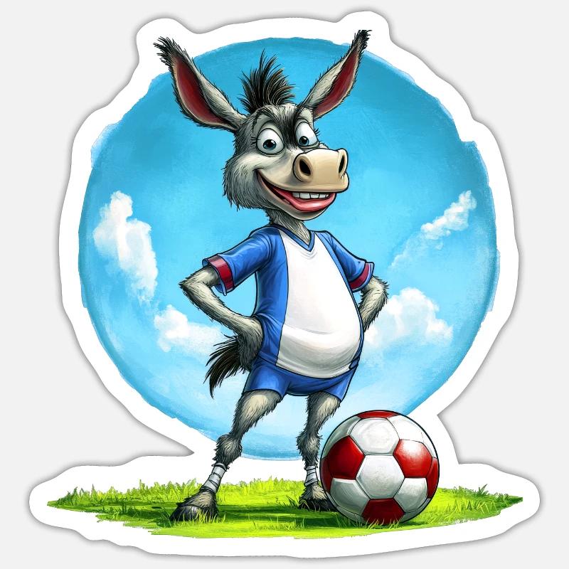 Fussball Esel - Sticker Größe S (10 x 10 cm) - Mattweiß