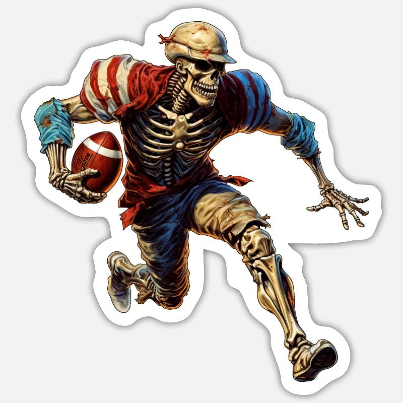 Skeleton rugby player - Sticker size S (10 x 10 cm) - white matte
