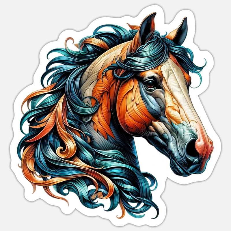 Cheval - Sticker taille S (10 x 10 cm) - blanc mat