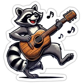 Raccoon Guitar Music - Sticker size S (10 x 10 cm) - white matte - Front