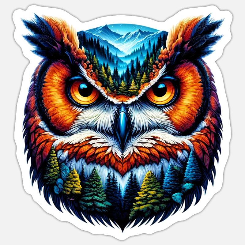 Eule - Sticker Größe S (10 x 10 cm) - Mattweiß