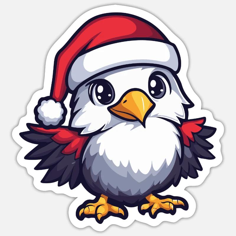 Aigle Noël mignon - Sticker taille S (10 x 10 cm) - blanc mat