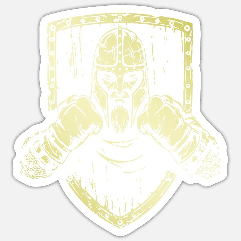 Wikinger Boxer - Sticker Größe S (10 x 10 cm) - Mattweiß
