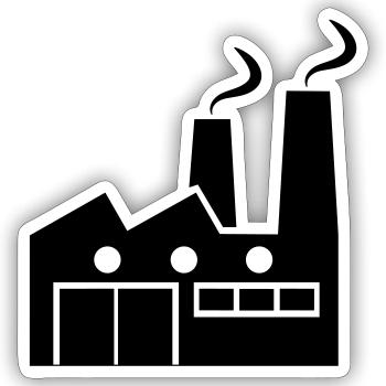 Abstract geometric line art of a factory - Sticker size S (10 x 10 cm) - white matte - Front