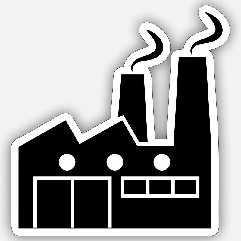 Abstrakte geometrische Linienkunst einer Fabrik - Sticker Größe S (10 x 10 cm) - Mattweiß