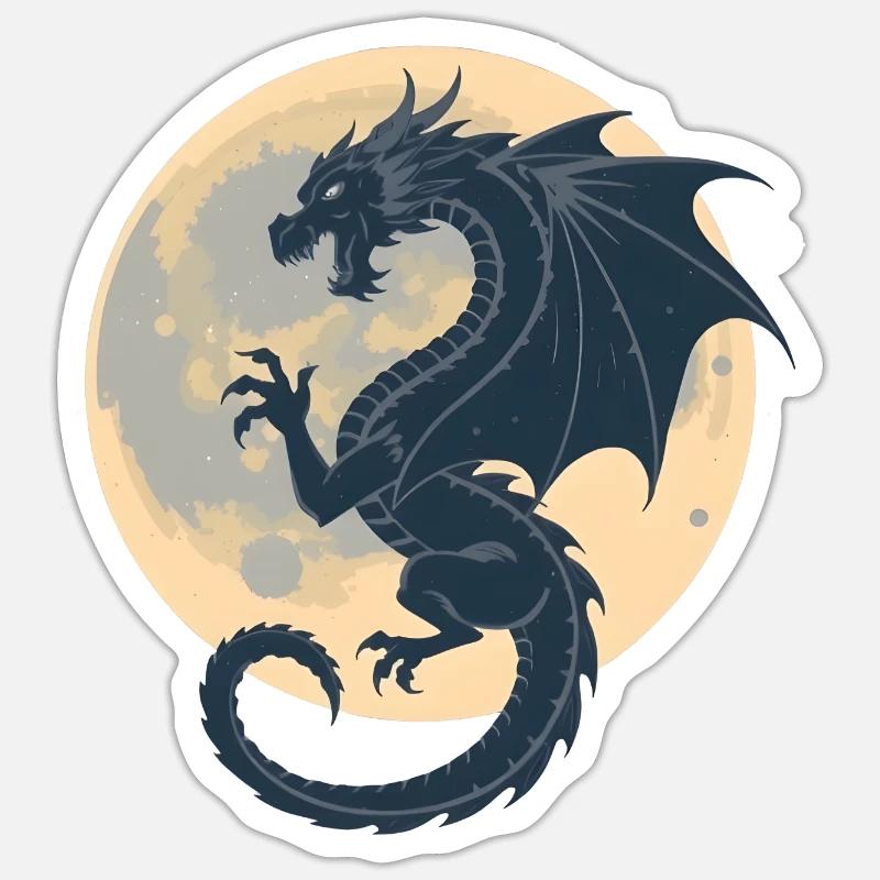 Dragon Lune Sticker taille S (10 x 10 cm)