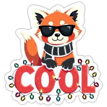 Cool Red Panda - Christmas Party T-Shirt - Sticker size S (10 x 10 cm) - white matte - Front