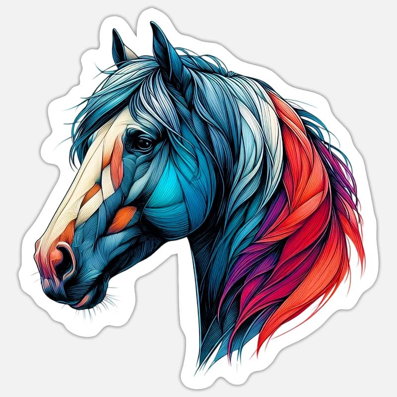 Cheval - Sticker taille S (10 x 10 cm) - blanc mat