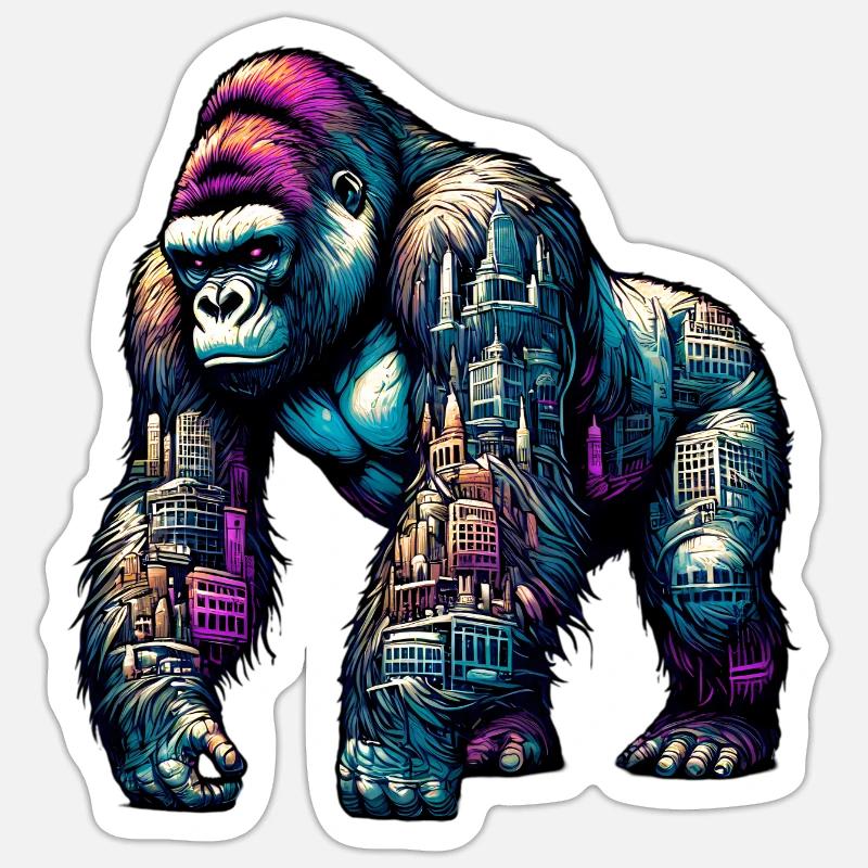 Gorilla - Sticker Größe S (10 x 10 cm) - Mattweiß